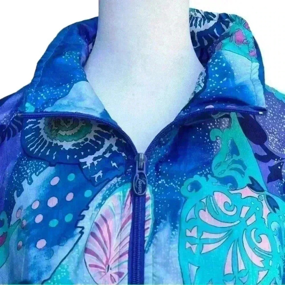 Vintage Lavon Purple Blue Psychedelic Funky Seashell Windbreaker Jacket size LP - Picture 6 of 13